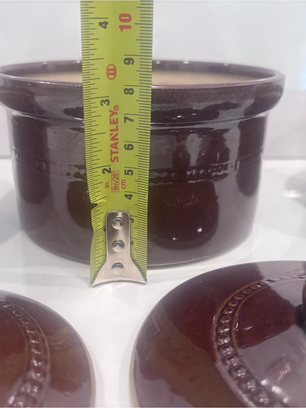 Set of 3 Pearsons of Chesterfield Brown Glazed Stoneware Lidded Casserole Dishes - Picture 7 of 11